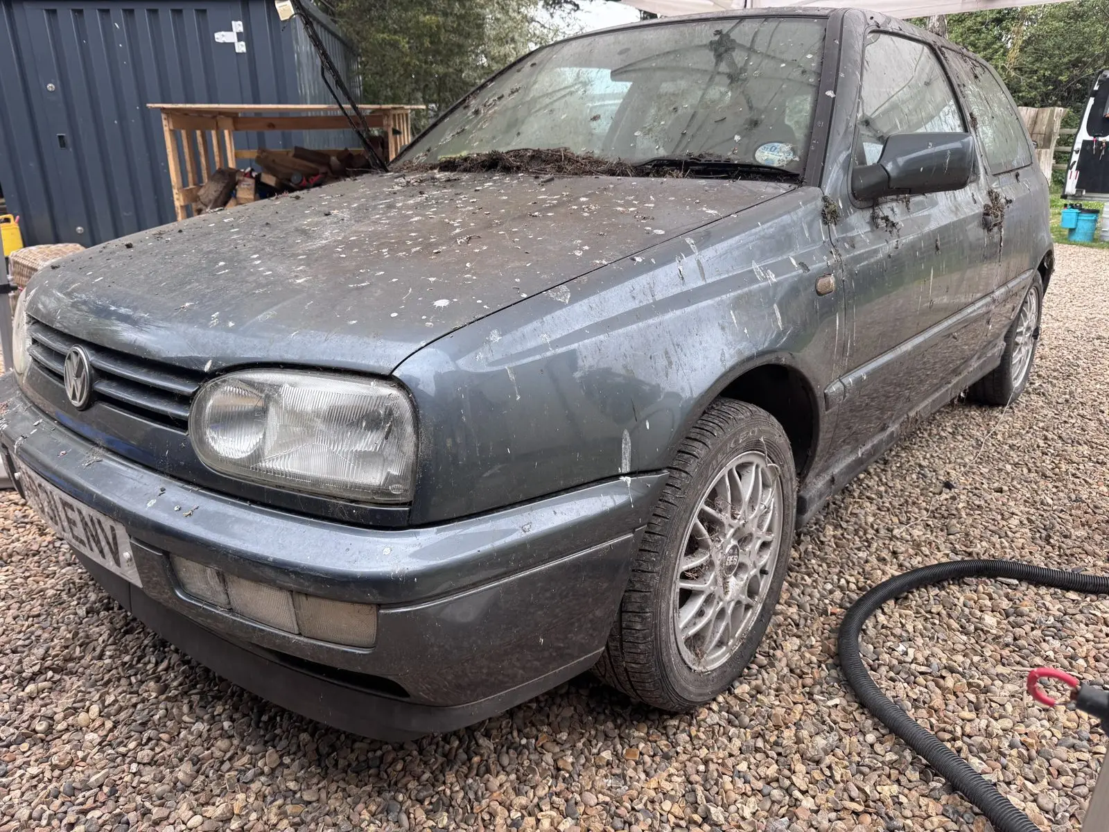 Grey VW Golf before a full valet and detail, paint dull and contaminated