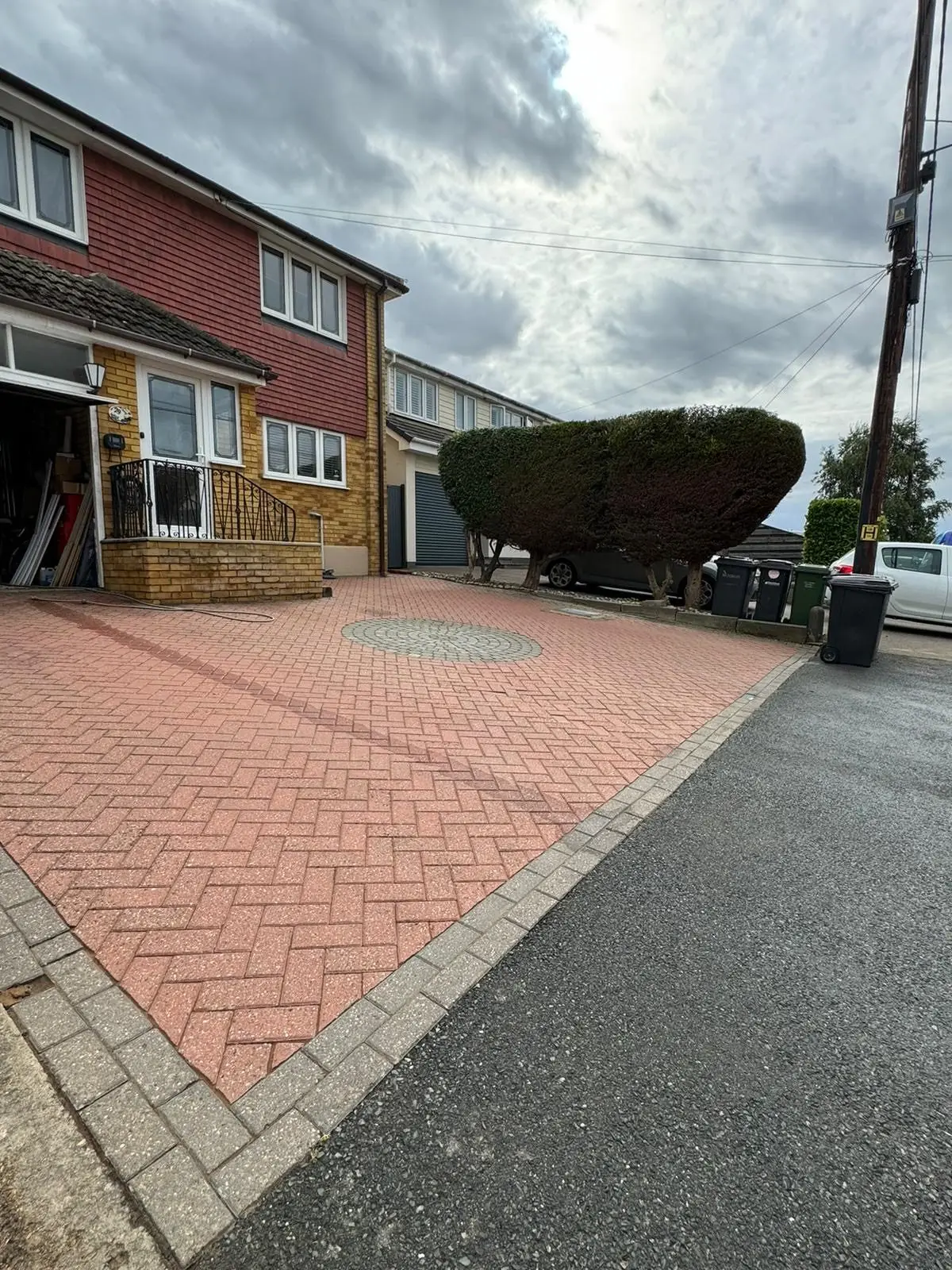 Clean red block paving driveway, Essex