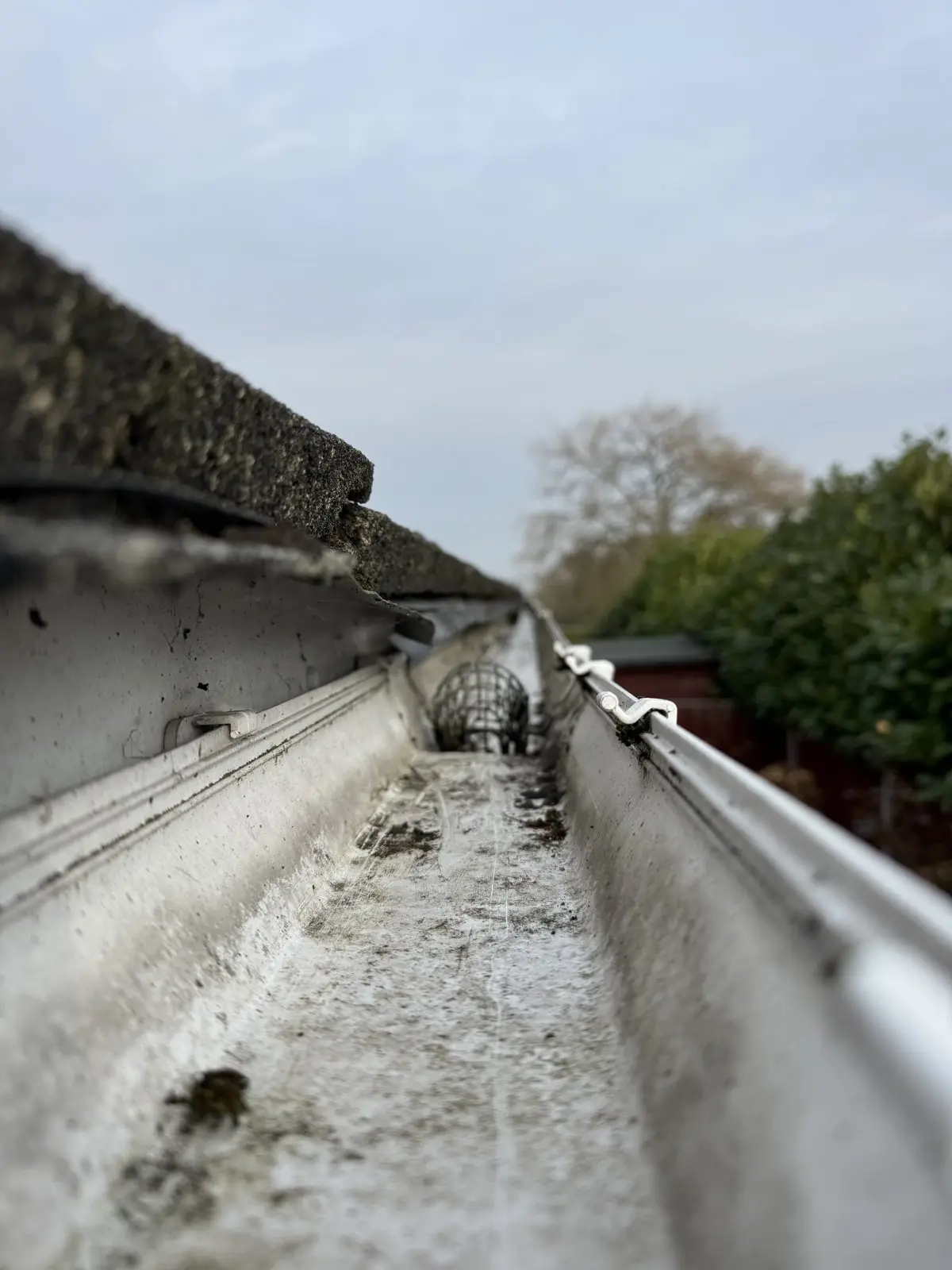 Cleared gutter running freely after unblocking, Essex