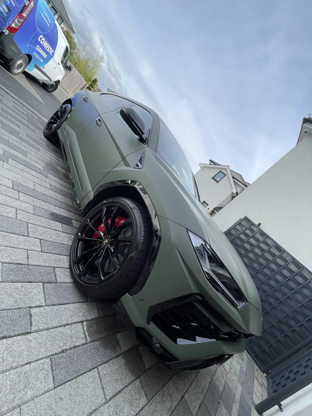 Green Lamborghini Urus, detailed bodywork and wheels, Essex